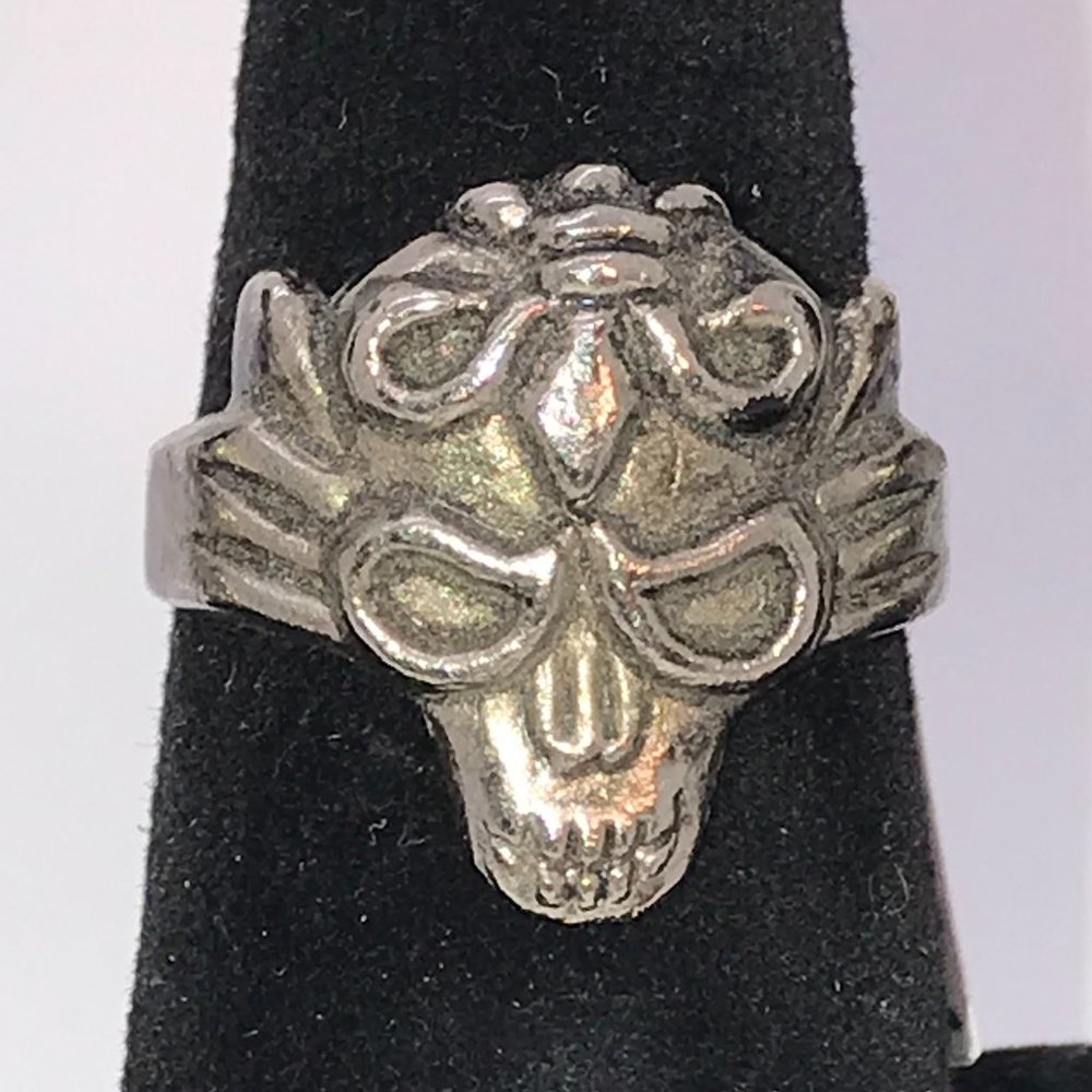 Pewter Double Mask Ring, Size 11